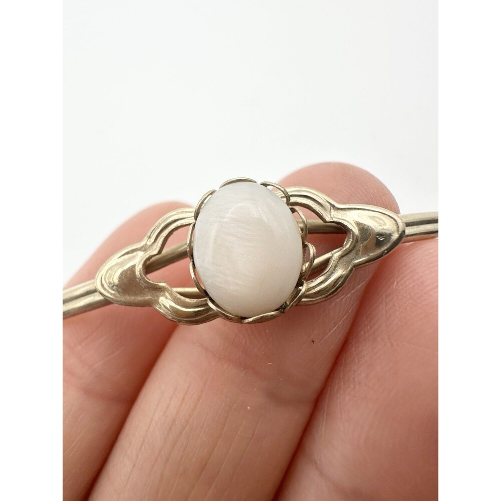 Vintage Gold Plated Mother Of Pearl Cuff Bracelet 6.5”